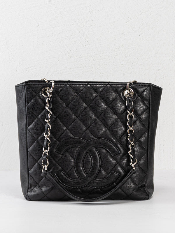 Chanel Black Caviar Quilted Timeless Petit Shopping Tote