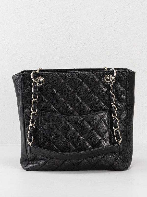 Chanel Black Caviar Quilted Timeless Petit Shopping Tote
