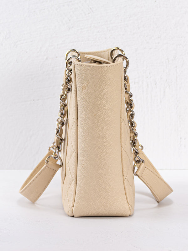 Chanel Beige Caviar Quilted Timeless Petit Shopping Tote