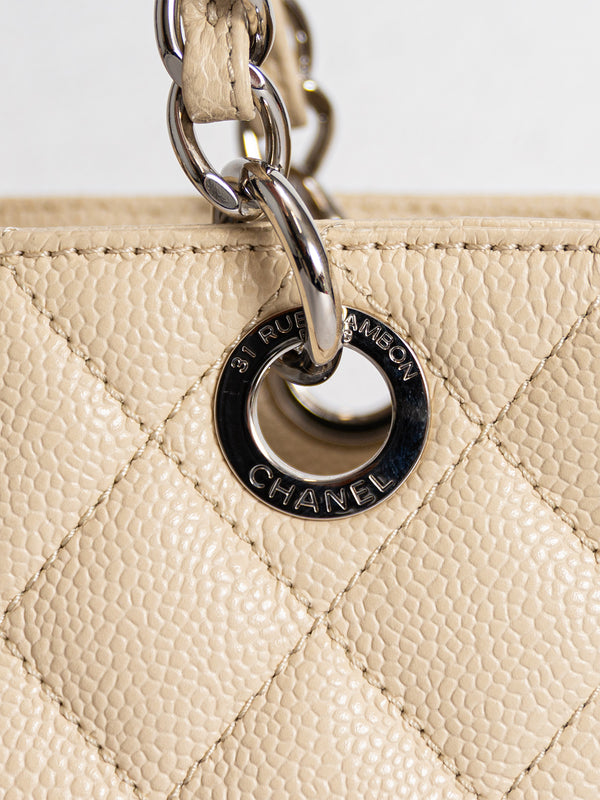 Chanel Beige Caviar Quilted Timeless Petit Shopping Tote