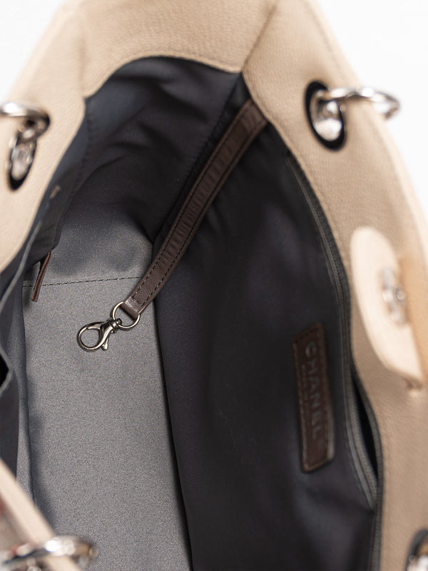 Chanel Beige Caviar Quilted Timeless Petit Shopping Tote