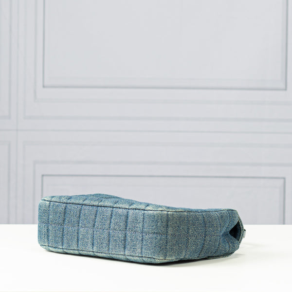 Chanel Denim Quilted Chocolate Bar Mademoiselle Top Handle Bag