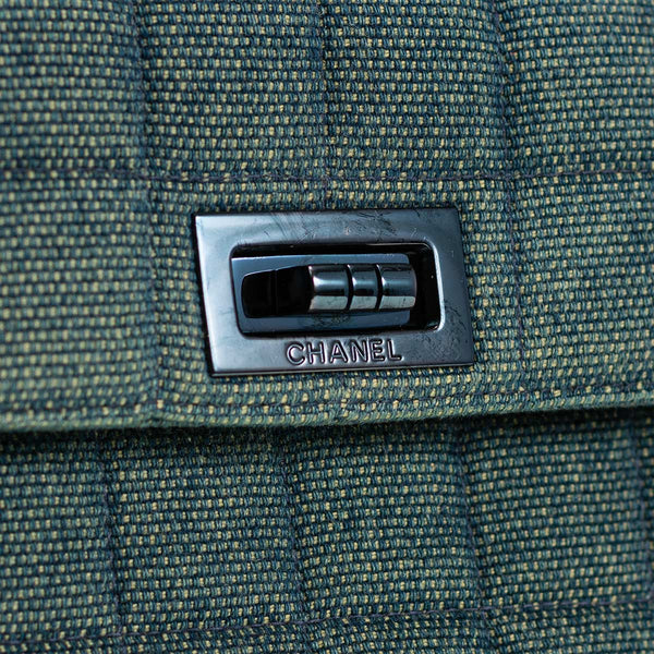 Chanel Denim Quilted Chocolate Bar Mademoiselle Top Handle Bag