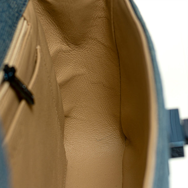 Chanel Denim Quilted Chocolate Bar Mademoiselle Top Handle Bag