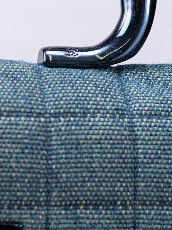 Chanel Denim Quilted Chocolate Bar Mademoiselle Top Handle Bag