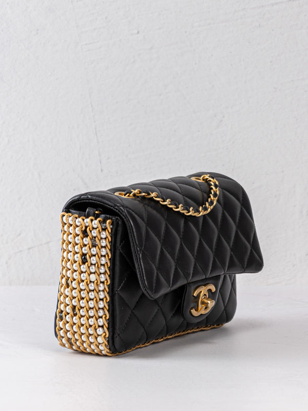 Chanel River Of Pearls Quilted Leather Mini Flap Bag