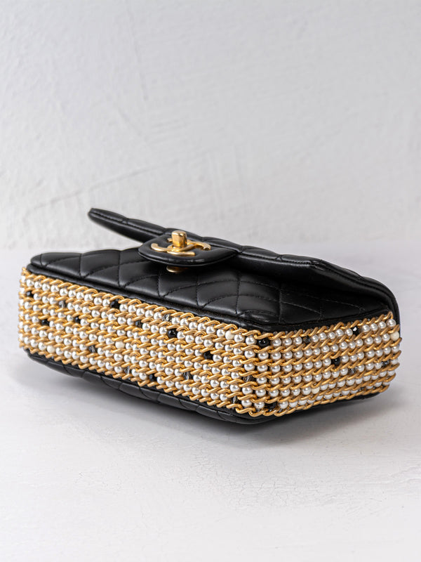 Chanel River Of Pearls Quilted Leather Mini Flap Bag
