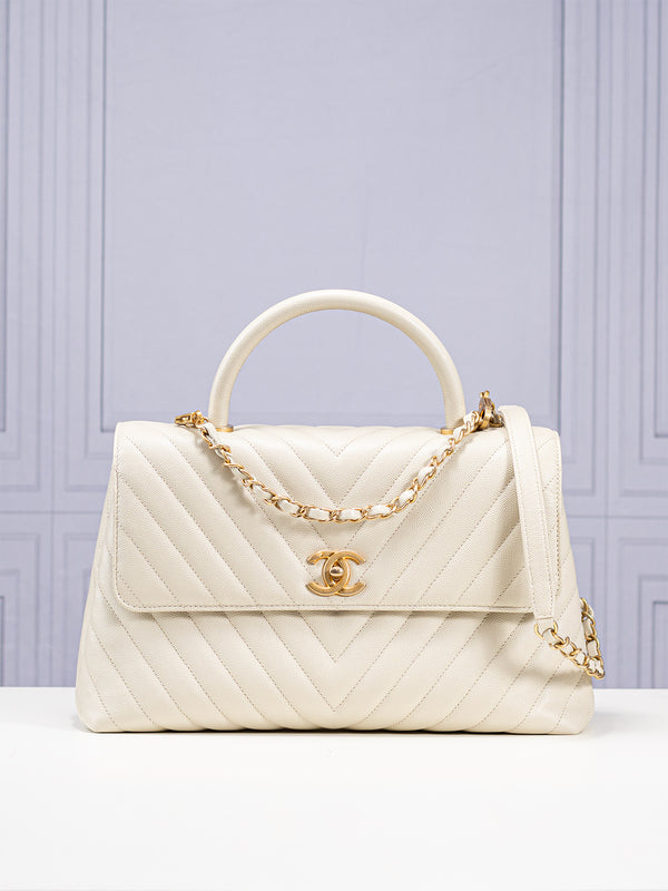 Chanel Large Chevron Coco Handle Bag