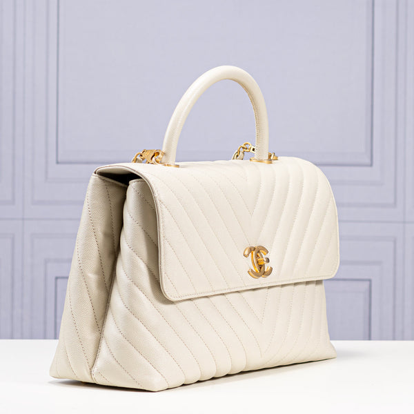 Chanel Large Chevron Coco Handle Bag