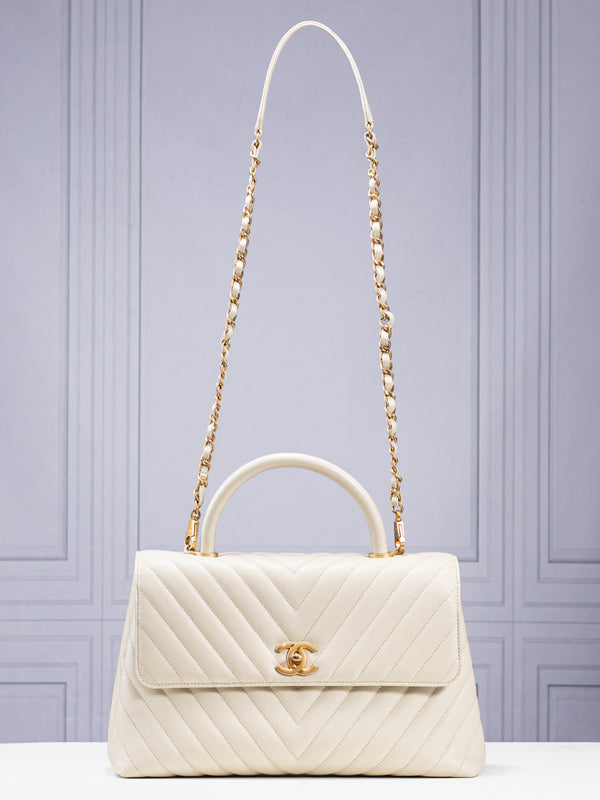 Chanel Large Chevron Coco Handle Bag