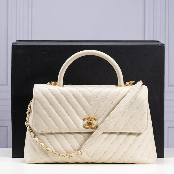 Chanel Large Chevron Coco Handle Bag