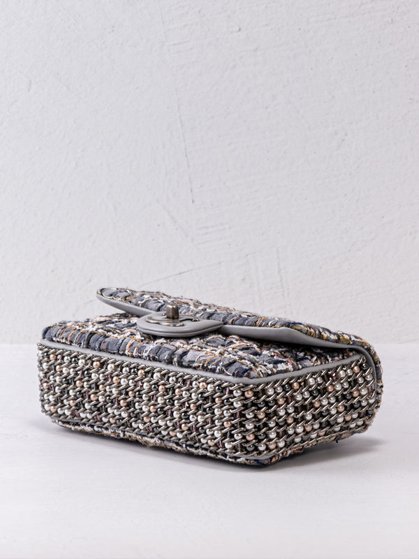 Chanel River Of Pearls Tweed Mini Flap Bag
