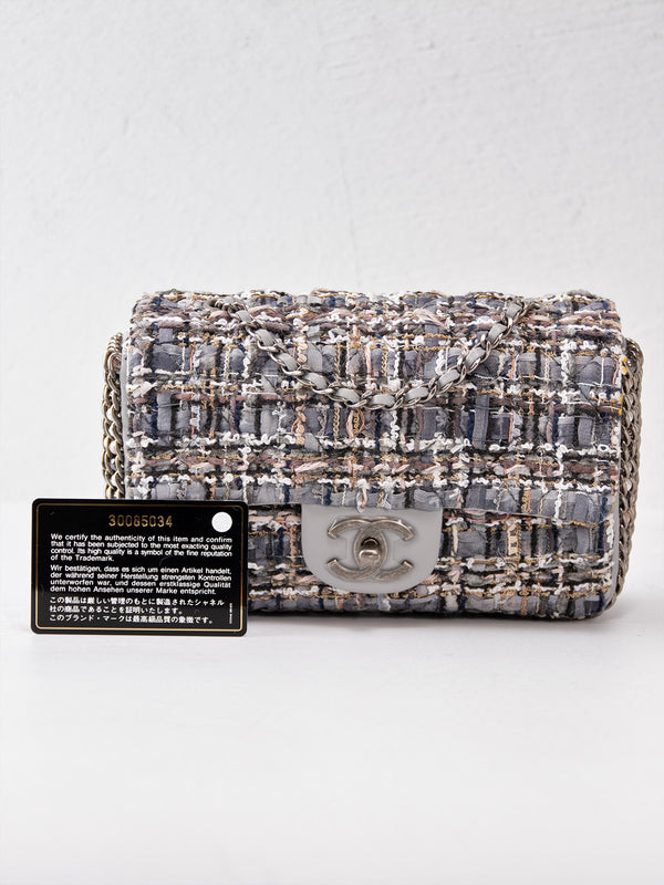 Chanel River Of Pearls Tweed Mini Flap Bag