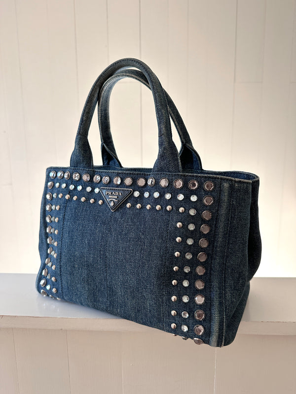 Prada Bijoux Small Denim Tote