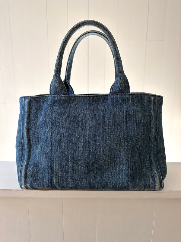 Prada Bijoux Small Denim Tote