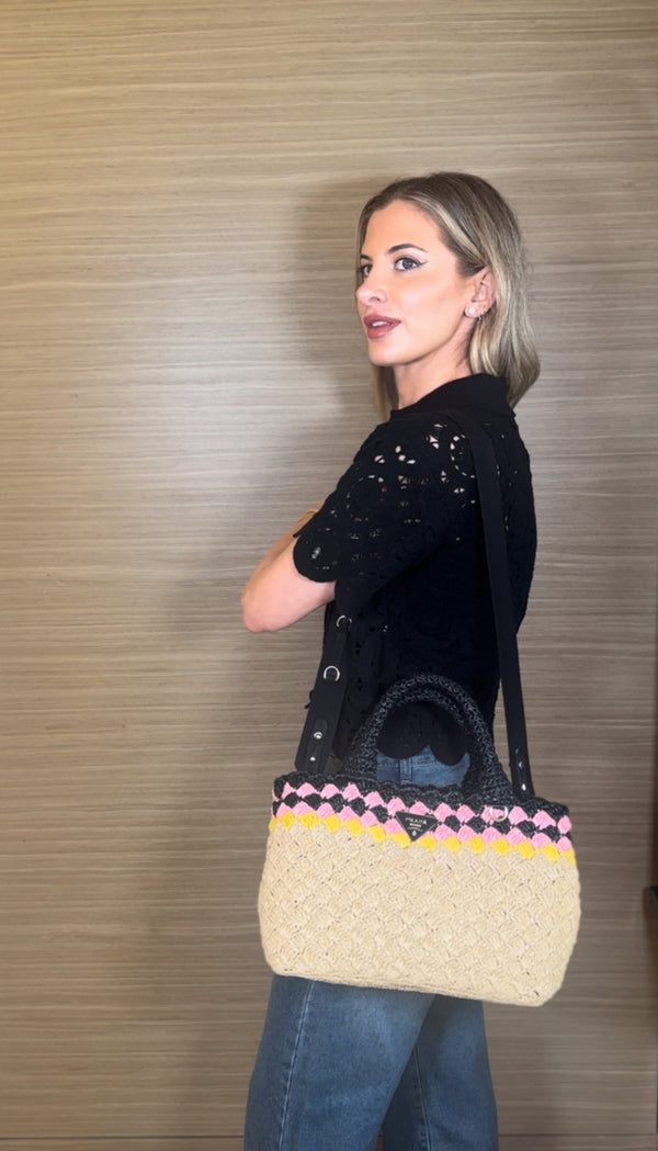 Prada Raffia Crochet Tote