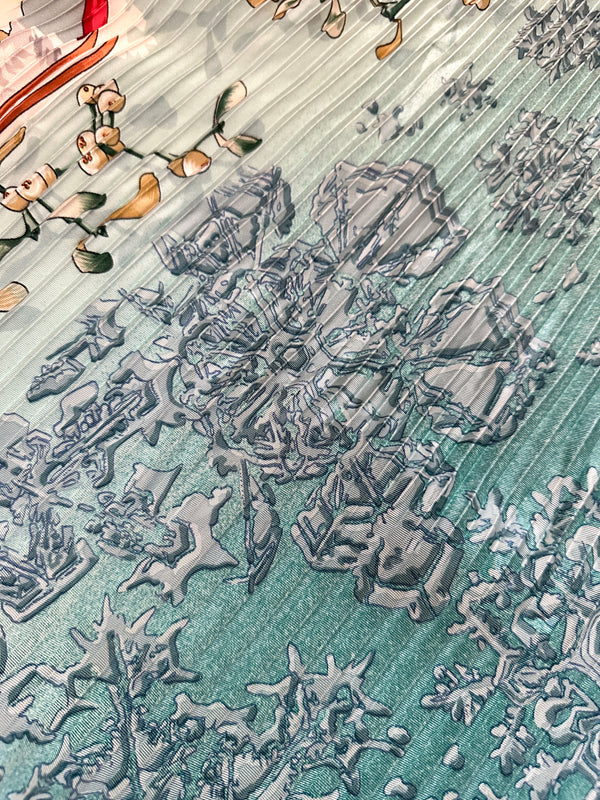 Hermès “Neige d'Antan” Pleated Scarf 90