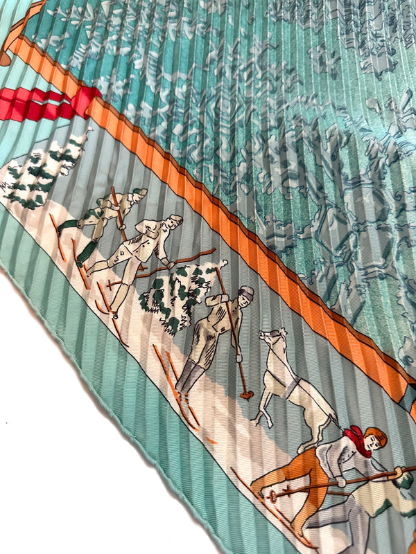 Hermès “Neige d'Antan” Pleated Scarf 90