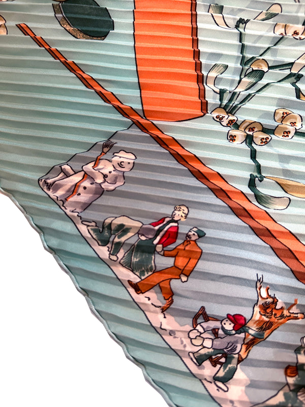 Hermès “Neige d'Antan” Pleated Scarf 90