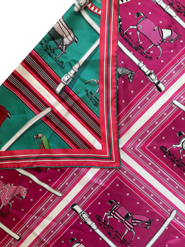 Hermès "Couvertures Et Tenues" Double Face Scarf 90