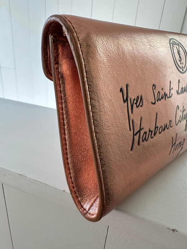Yves Saint Laurent Y-Mail Metallic Leather Clutch