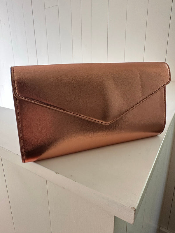 Yves Saint Laurent Y-Mail Metallic Leather Clutch