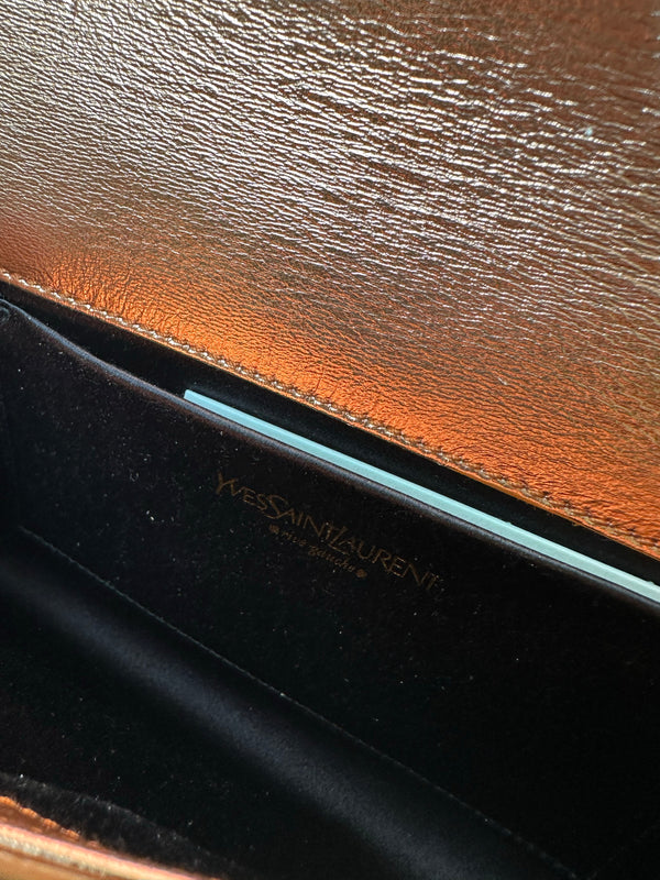 Yves Saint Laurent Y-Mail Metallic Leather Clutch