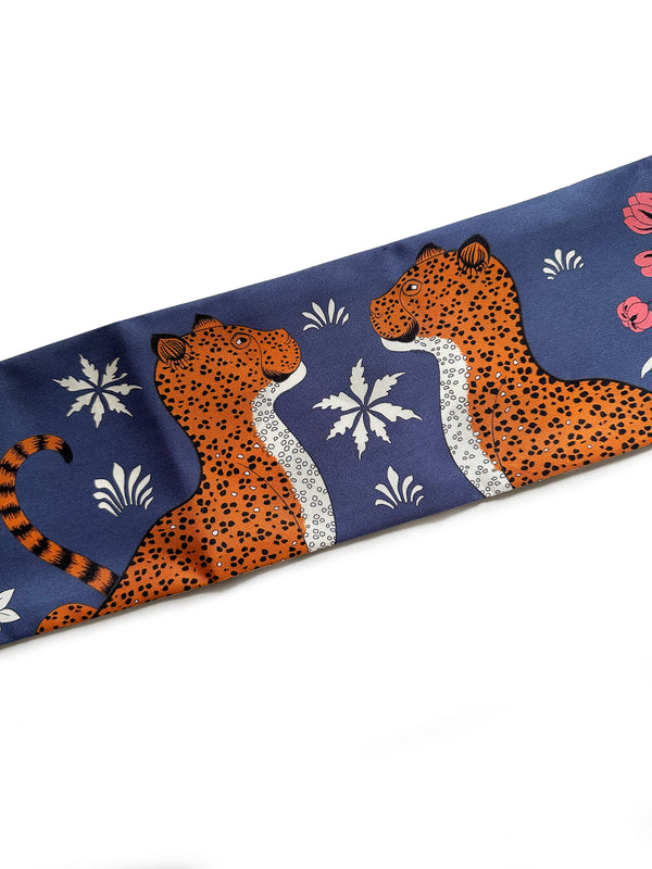 Hermès "Les Leopards" Twill Up Scarf