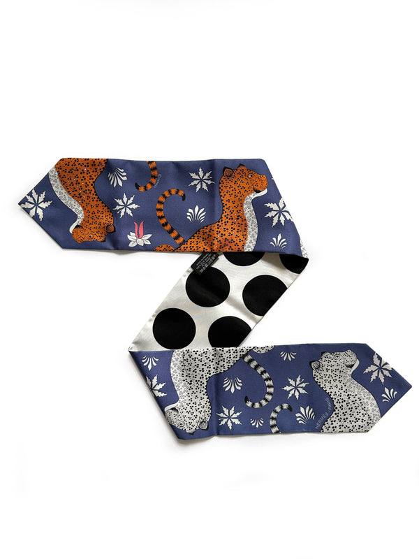 Hermès "Les Leopards" Twill Up Scarf