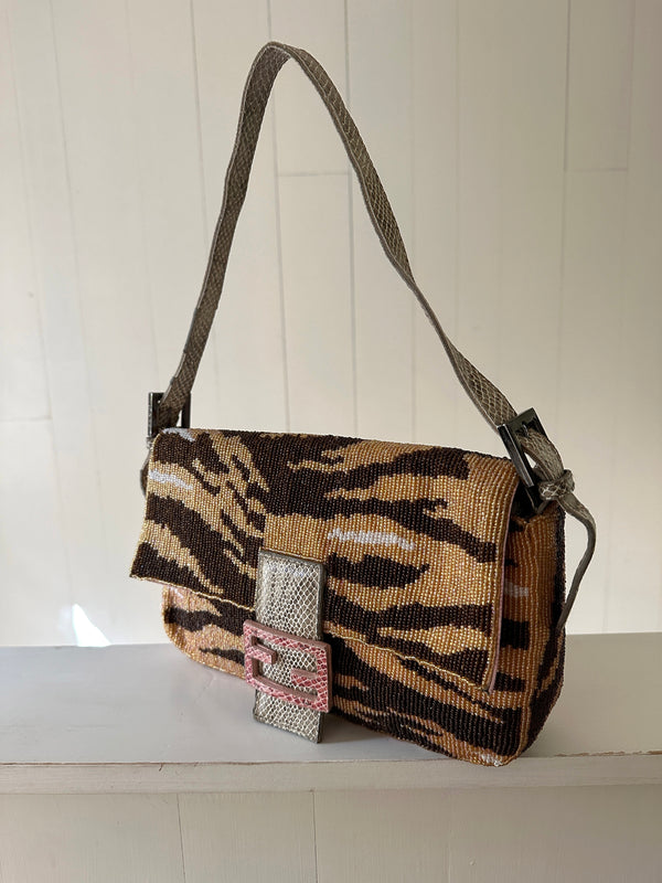 Fendi Tiger Stripe Beaded Baguette