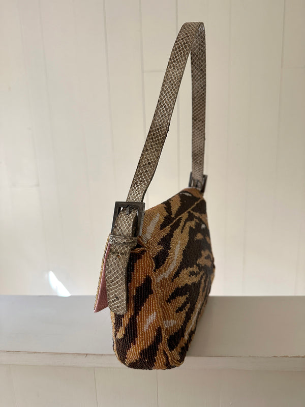 Fendi Tiger Stripe Beaded Baguette