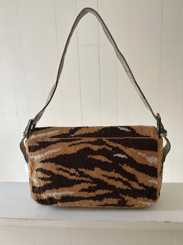 Fendi Tiger Stripe Beaded Baguette