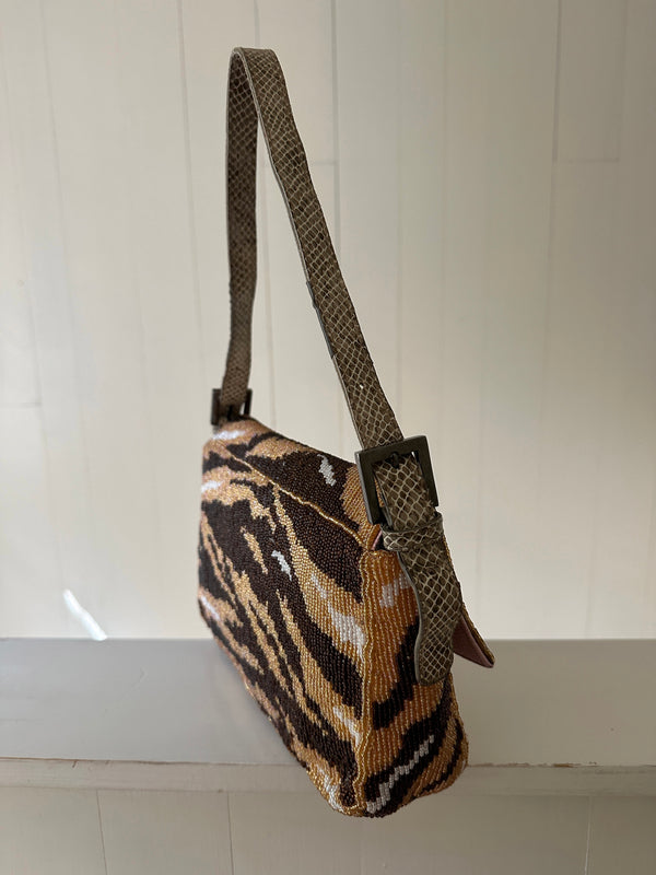 Fendi Tiger Stripe Beaded Baguette