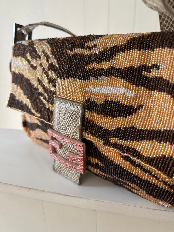 Fendi Tiger Stripe Beaded Baguette