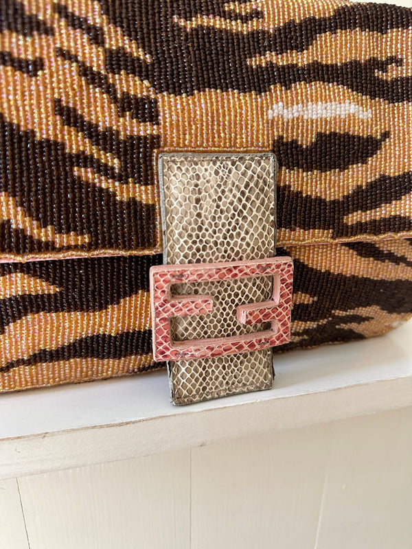 Fendi Tiger Stripe Beaded Baguette