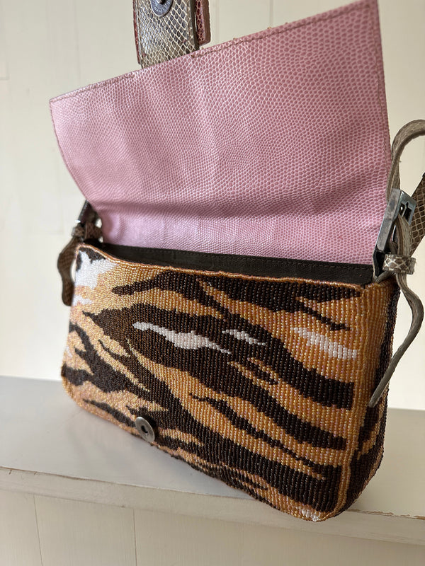 Fendi Tiger Stripe Beaded Baguette