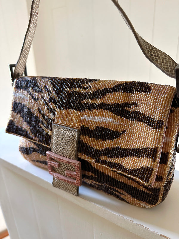 Fendi Tiger Stripe Beaded Baguette