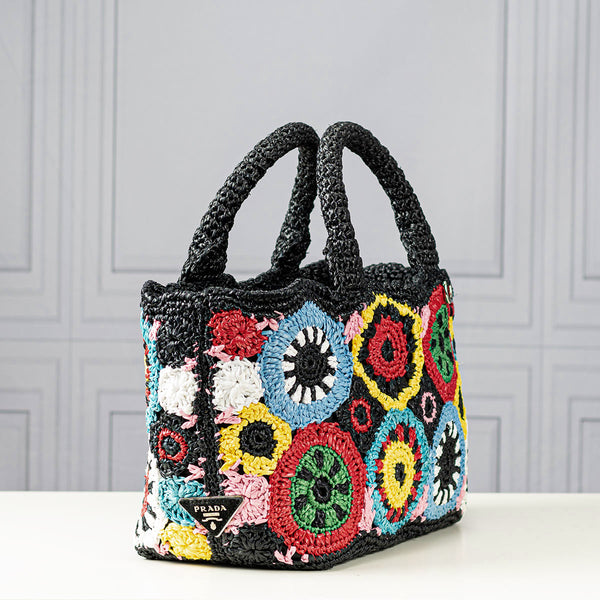 Prada Raffia Crochet Tote