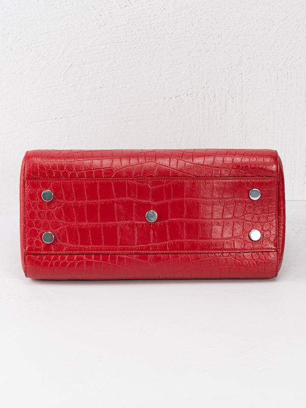 Saint Laurent Small Croc Embossed Rive Gauche Cabas