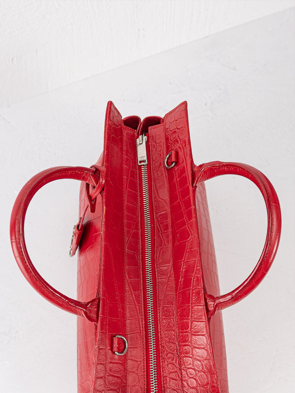 Saint Laurent Small Croc Embossed Rive Gauche Cabas