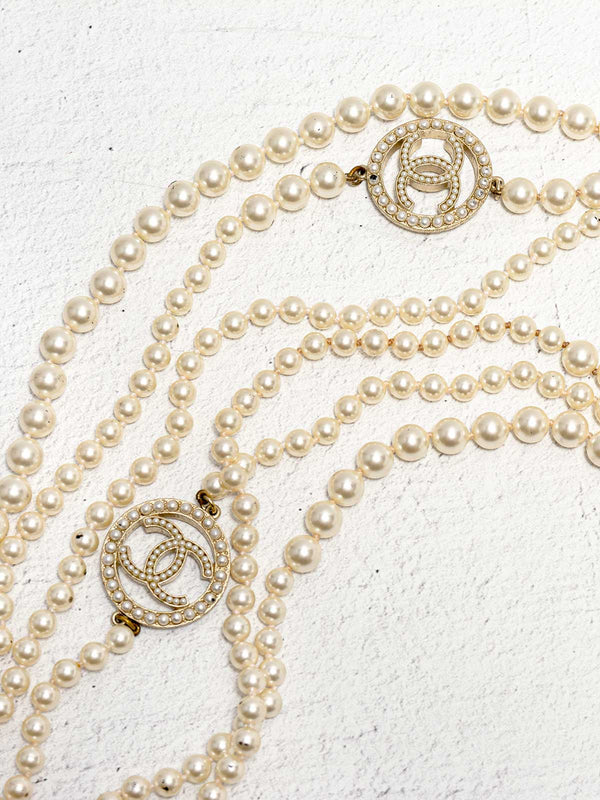 Chanel Faux Pearl CC Multistrand Necklace