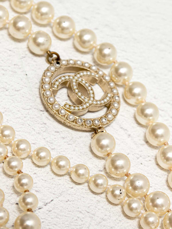 Chanel Faux Pearl CC Multistrand Necklace