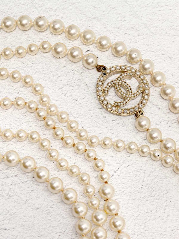 Chanel Faux Pearl CC Multistrand Necklace