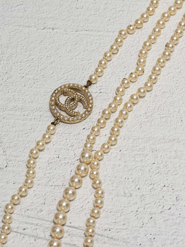 Chanel Faux Pearl CC Multistrand Necklace