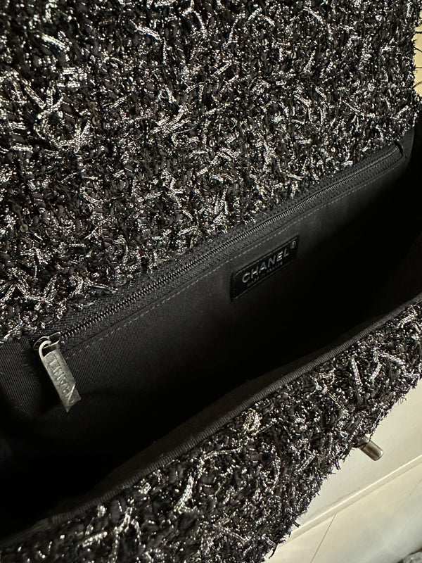 Chanel Glittered Tweed Jumbo Flap Interior