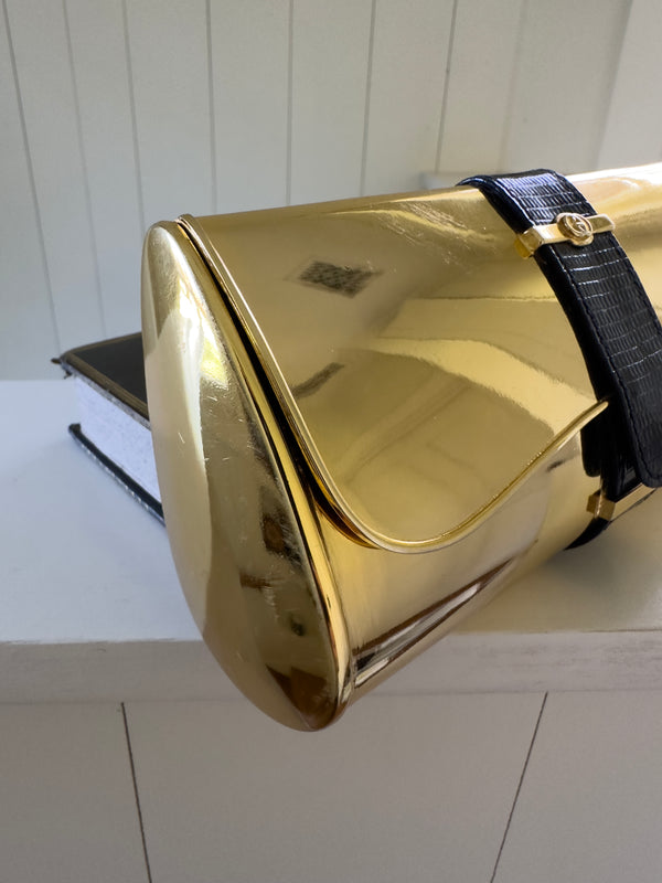 Gucci Gold Metal 1970's Clutch Side