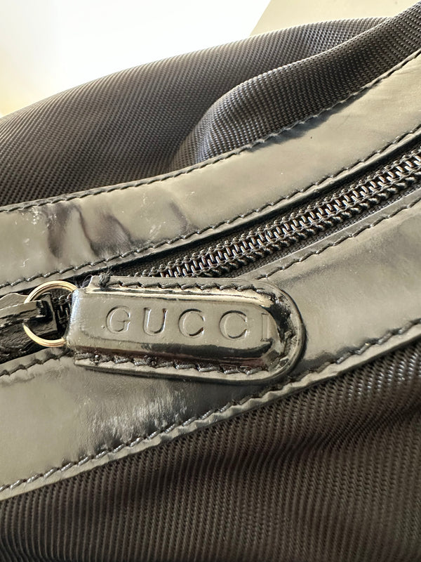Gucci Nylon Bamboo Hobo Zipper Detail
