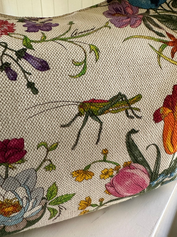 Gucci Flora Horsebit Hobo Fabric Detail