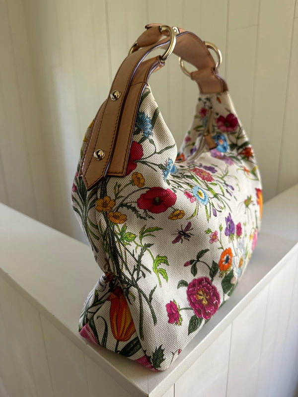 Gucci Flora Horsebit Hobo Side