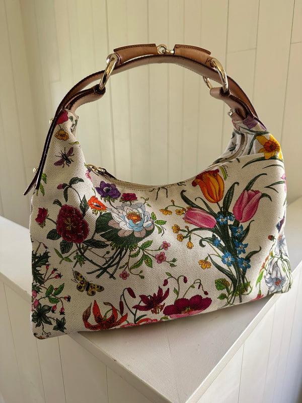 Gucci Flora Horsebit Hobo Back